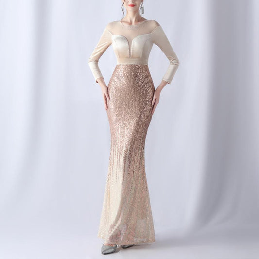 Produktbild von Elegantes Bandage-Maxikleid mit Diamanten – Bodenlang & Quadratkragen in gold, erhältlich bei Hot Fashionista