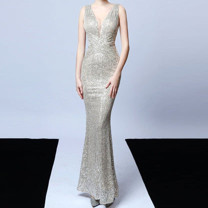 Elegantes Bandage-Maxikleid mit Diamanten – Bodenlang & Quadratkragen