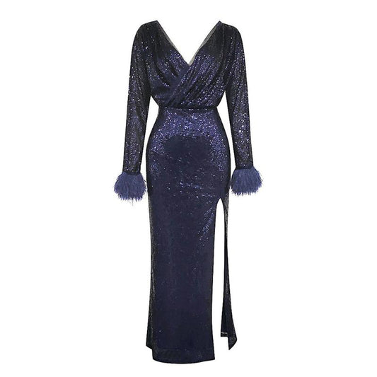 Produktbild von Elegantes Bandage-Maxikleid mit Diamanten – Bodenlang & Quadratkragen in xs-1, erhältlich bei Hot Fashionista