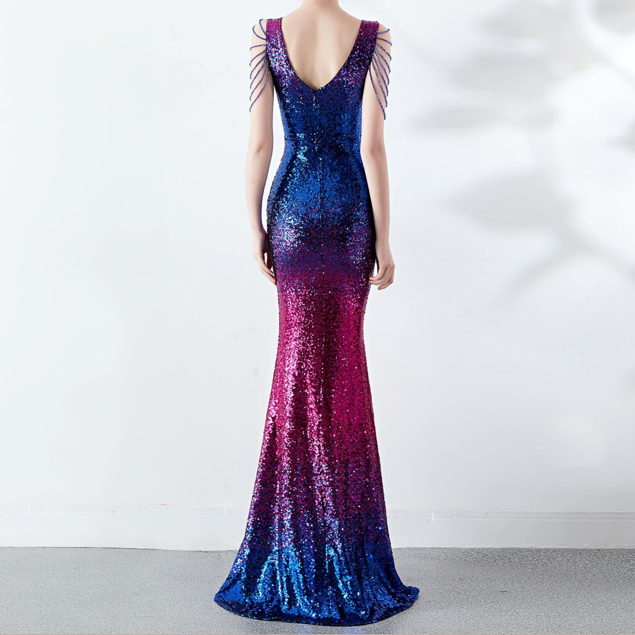 Elegantes Bandage-Maxikleid mit Diamanten – Bodenlang & Quadratkragen