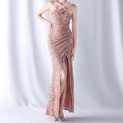 Elegantes Bandage-Maxikleid mit Diamanten – Bodenlang & Quadratkragen