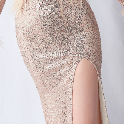 Elegantes Bandage-Maxikleid mit Diamanten – Bodenlang & Quadratkragen