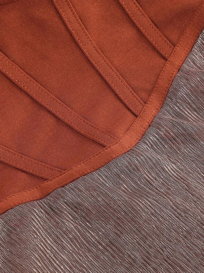 Elegantes Bandage-Maxikleid mit Diamanten – Bodenlang & Quadratkragen