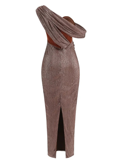 Elegantes Bandage-Maxikleid mit Diamanten – Bodenlang & Quadratkragen