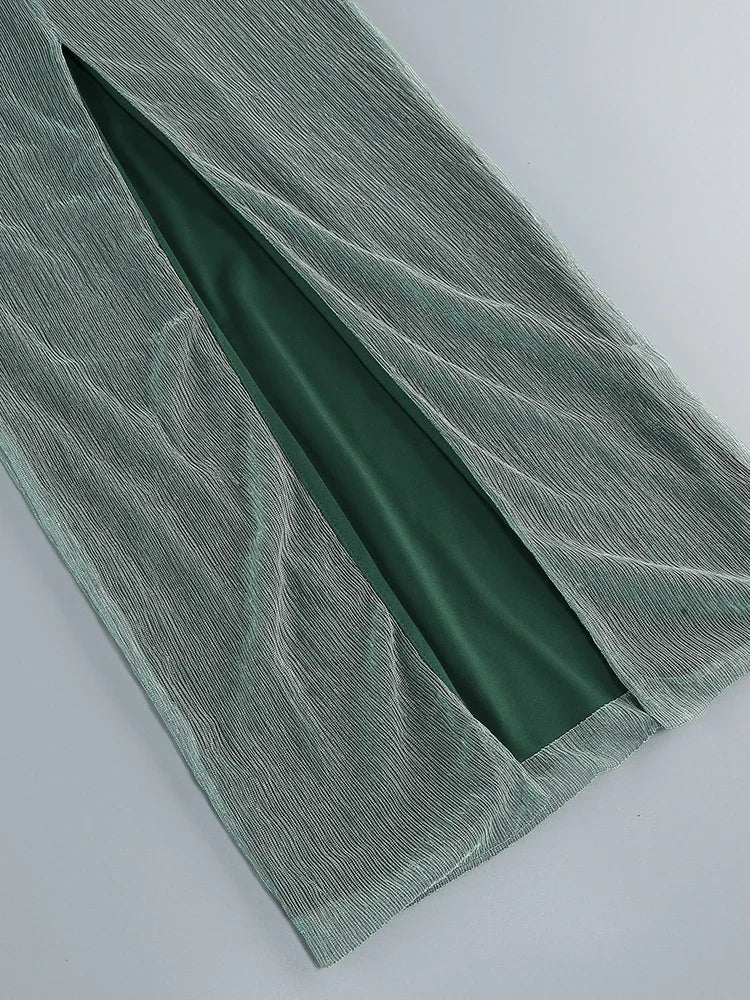 Elegantes Bandage-Maxikleid mit Diamanten – Bodenlang & Quadratkragen