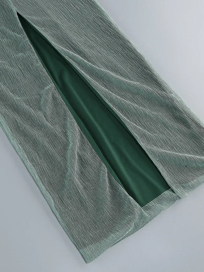 Elegantes Bandage-Maxikleid mit Diamanten – Bodenlang & Quadratkragen