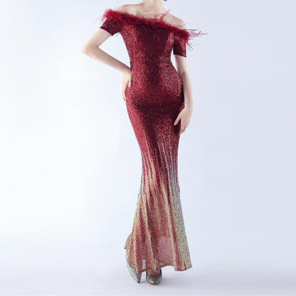 Elegantes Bandage-Maxikleid mit Diamanten – Bodenlang & Quadratkragen