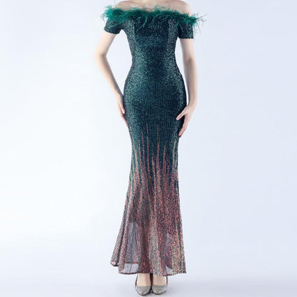 Elegantes Bandage-Maxikleid mit Diamanten – Bodenlang & Quadratkragen