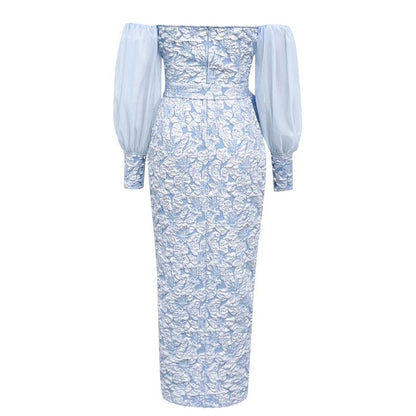 Elegantes Bandage-Maxikleid mit Diamanten – Bodenlang & Quadratkragen
