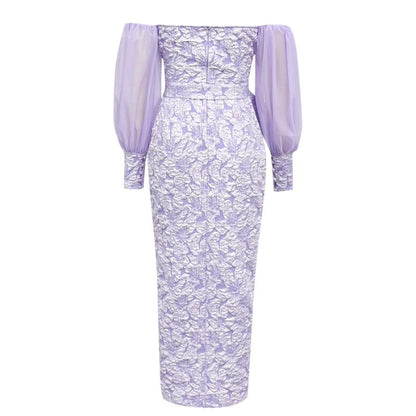 Elegantes Bandage-Maxikleid mit Diamanten – Bodenlang & Quadratkragen