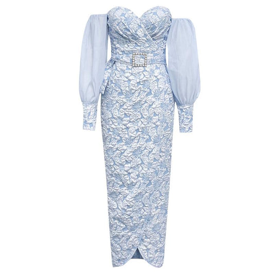 Produktbild von Elegantes Bandage-Maxikleid mit Diamanten – Bodenlang & Quadratkragen in xs, erhältlich bei Hot Fashionista