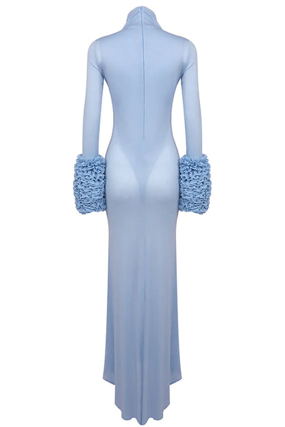 Elegantes Bandage-Maxikleid mit Diamanten – Bodenlang & Quadratkragen