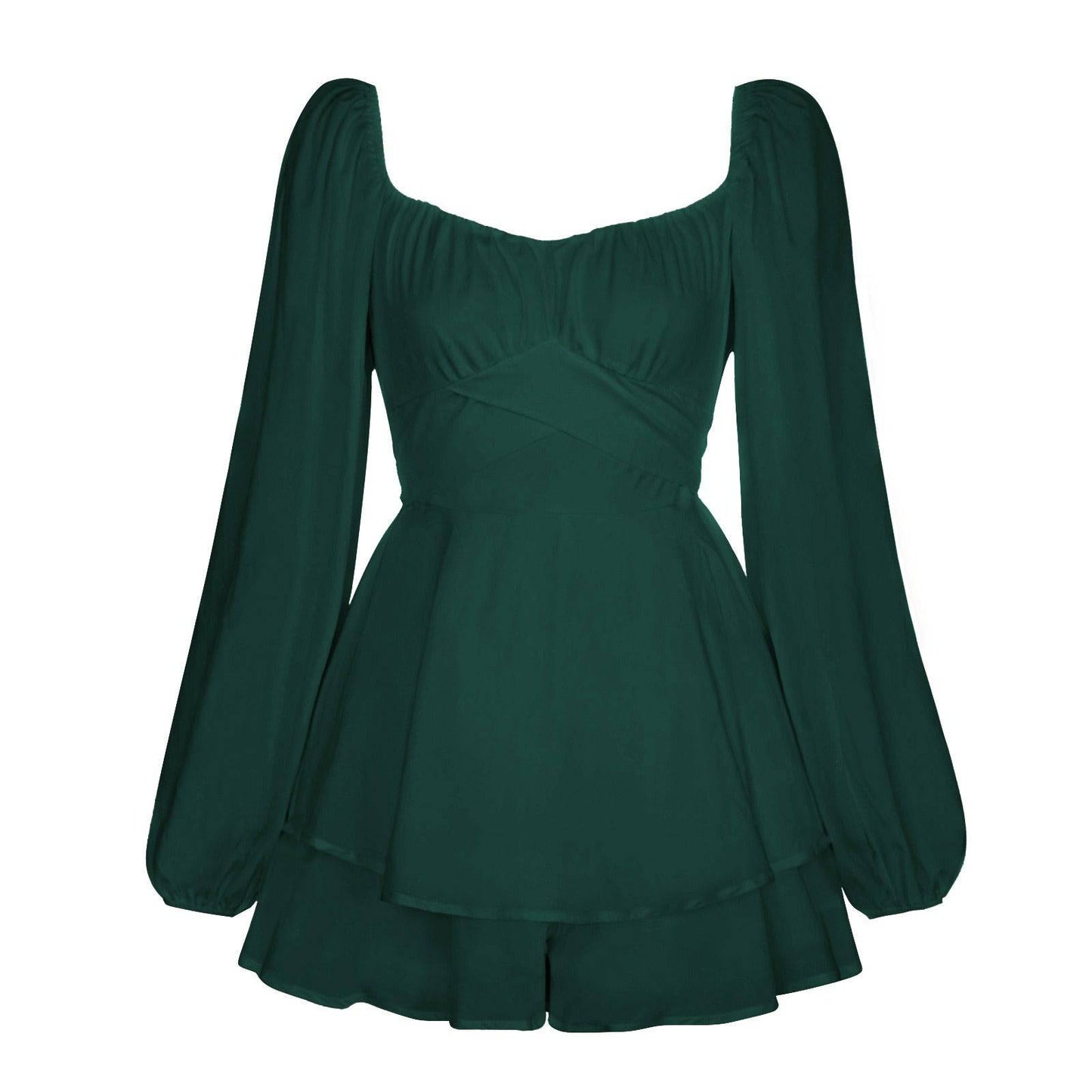 Elegantes Bandage-Maxikleid mit Diamanten – Bodenlang & Quadratkragen