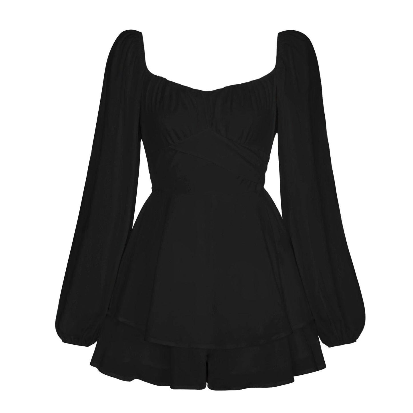 Elegantes Bandage-Maxikleid mit Diamanten – Bodenlang & Quadratkragen