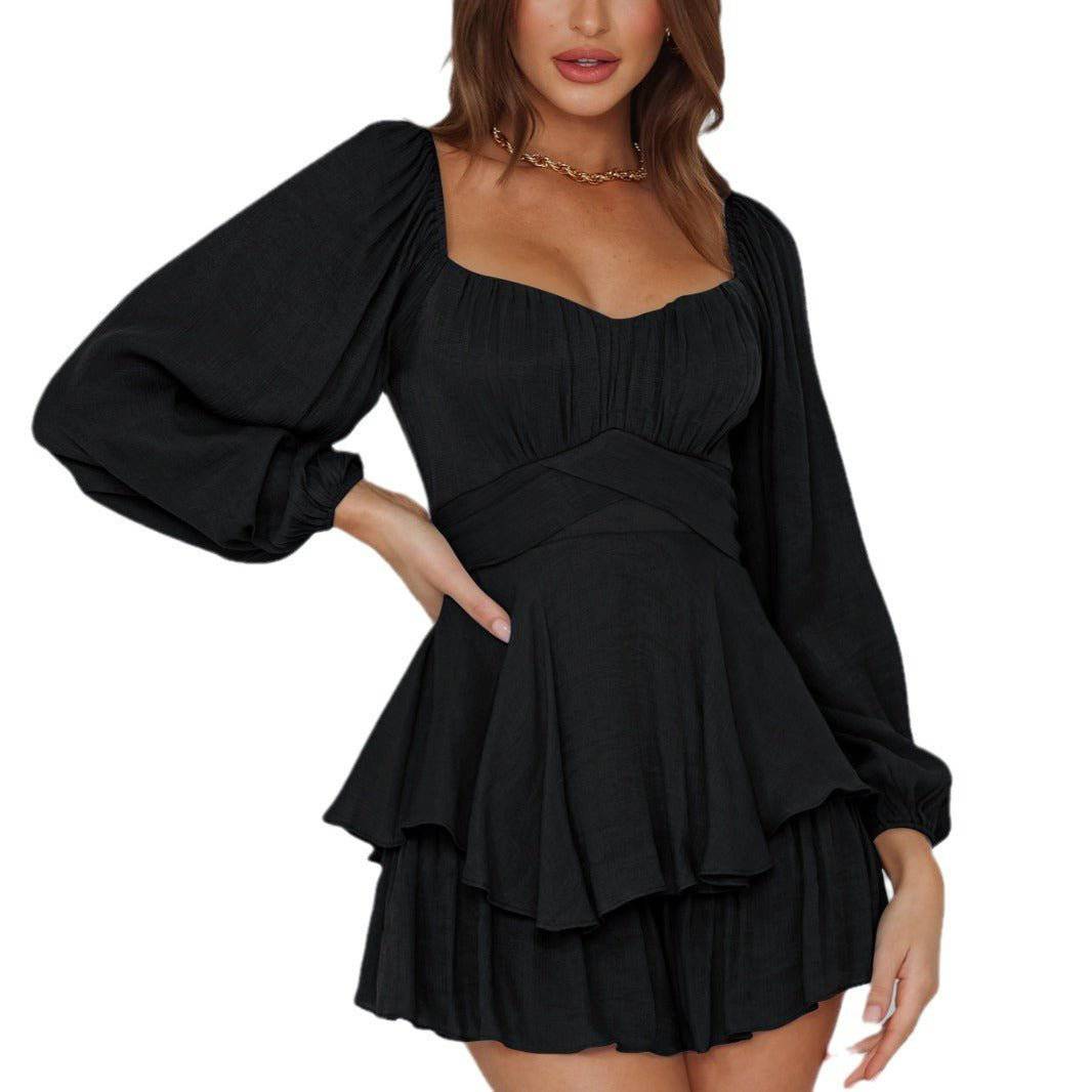 Elegantes Bandage-Maxikleid mit Diamanten – Bodenlang & Quadratkragen