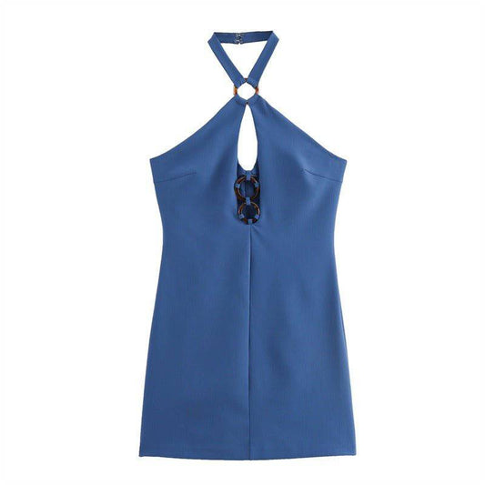 Produktbild von Elegantes Bandage-Maxikleid mit Diamanten – Bodenlang & Quadratkragen in blue, erhältlich bei Hot Fashionista