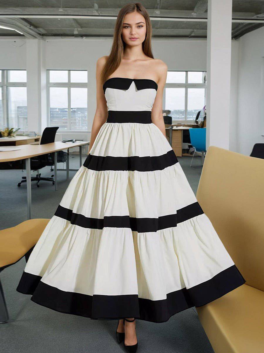 Produktbild von Elegantes Bandage-Maxikleid mit Diamanten – Bodenlang & Quadratkragen in Picture colour, erhältlich bei Hot Fashionista