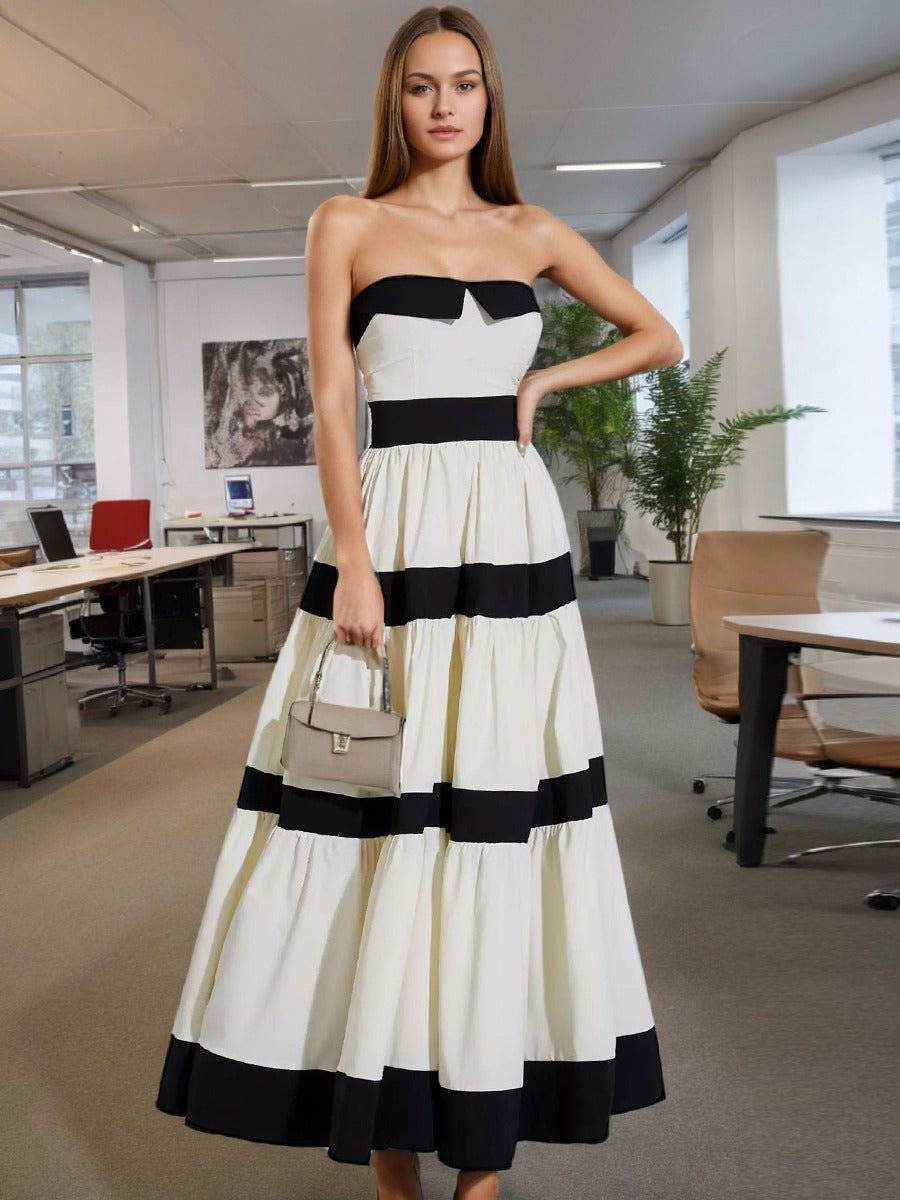 Elegantes Bandage-Maxikleid mit Diamanten – Bodenlang & Quadratkragen