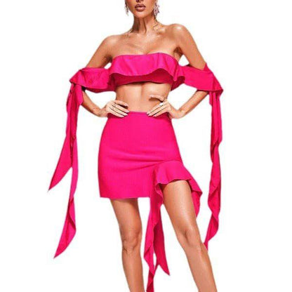 Elegantes Bandage-Maxikleid mit Diamanten – Bodenlang & Quadratkragen
