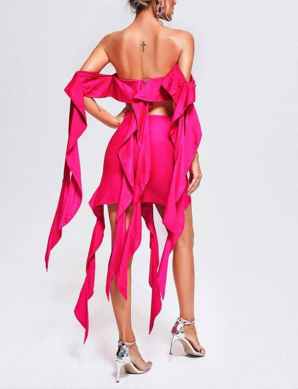 Elegantes Bandage-Maxikleid mit Diamanten – Bodenlang & Quadratkragen