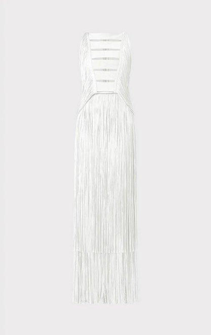 Elegantes Bandage-Maxikleid mit Diamanten – Bodenlang & Quadratkragen