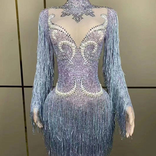Produktbild von Elegantes Bandage-Maxikleid mit Diamanten – Bodenlang & Quadratkragen in Default Title, erhältlich bei Hot Fashionista