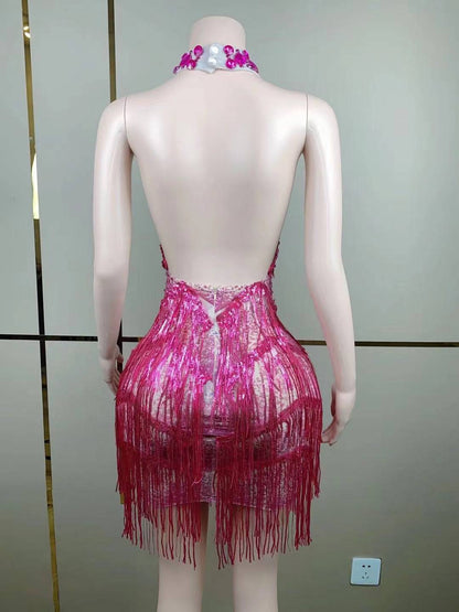Elegantes Bandage-Maxikleid mit Diamanten – Bodenlang & Quadratkragen