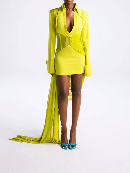Elegantes Bandage-Maxikleid mit Diamanten – Bodenlang & Quadratkragen