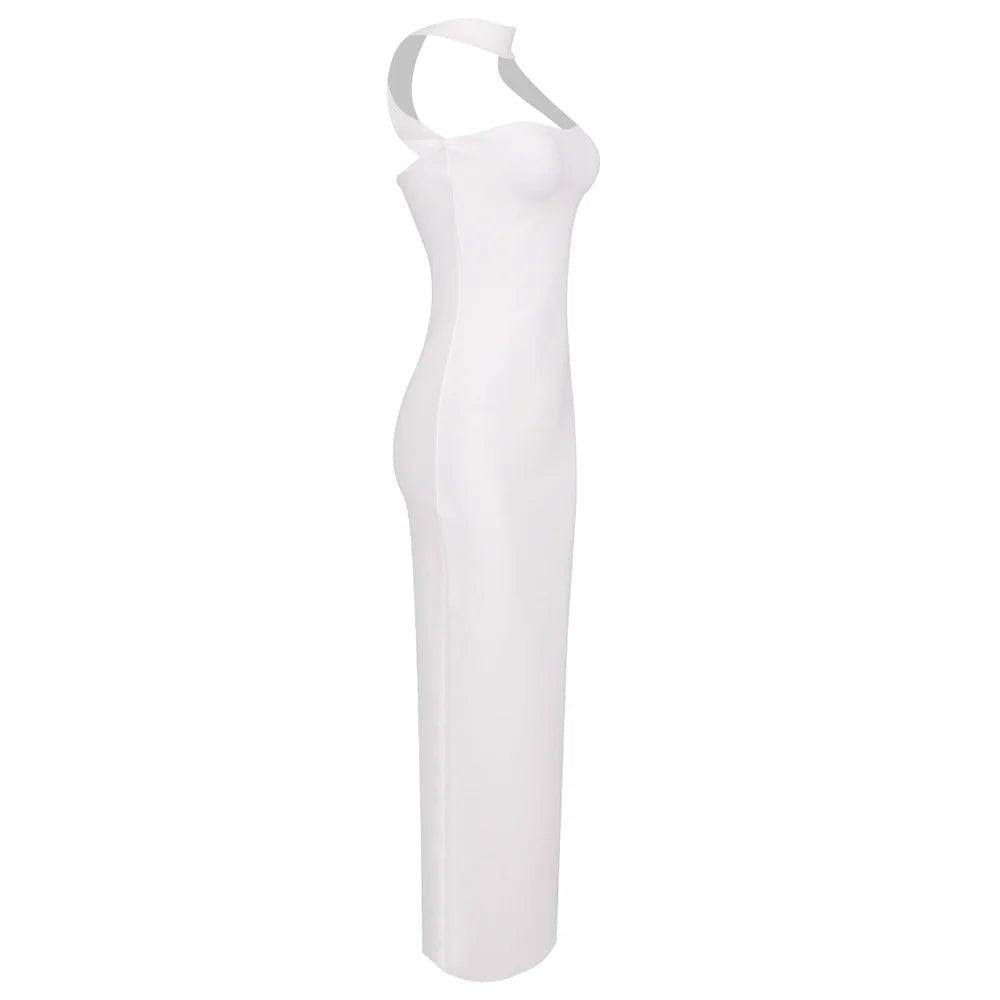 Elegantes Bandage-Maxikleid mit Diamanten – Bodenlang & Quadratkragen
