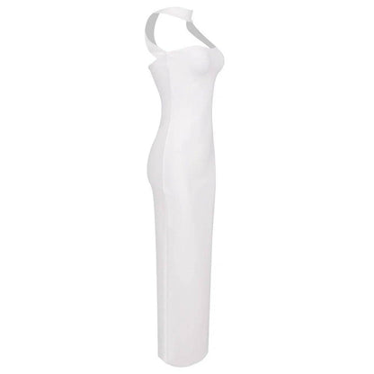 Elegantes Bandage-Maxikleid mit Diamanten – Bodenlang & Quadratkragen