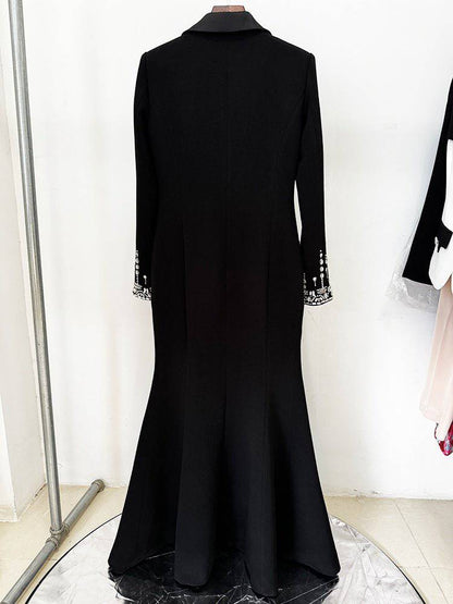 Elegantes Bandage-Maxikleid mit Diamanten – Bodenlang & Quadratkragen