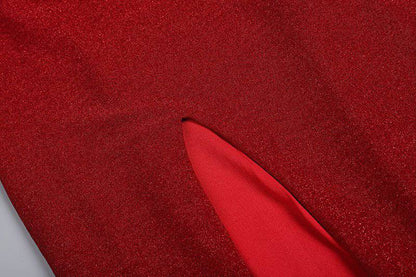 Elegantes Bandage-Maxikleid mit Diamanten – Bodenlang & Quadratkragen