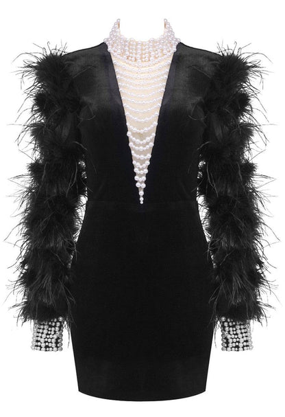 Elegantes Bandage-Maxikleid mit Diamanten – Bodenlang & Quadratkragen