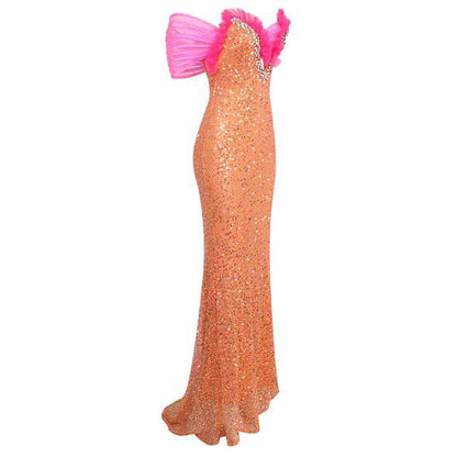 Elegantes Bandage-Maxikleid mit Diamanten – Bodenlang & Quadratkragen