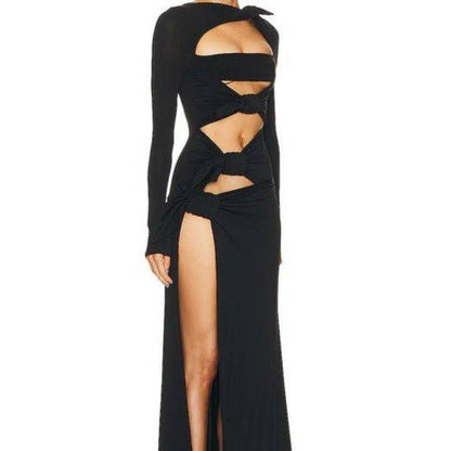 Elegantes Bandage-Maxikleid mit Diamanten – Bodenlang & Quadratkragen