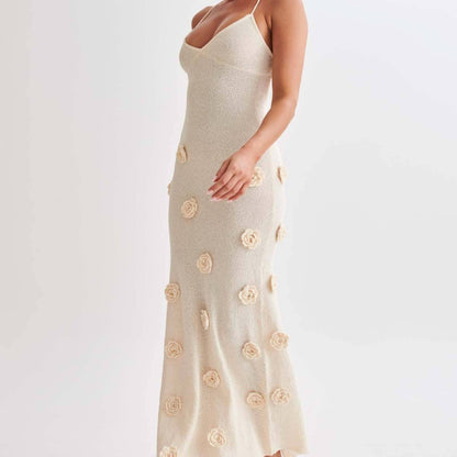 Elegantes Bandage-Maxikleid mit Diamanten – Bodenlang & Quadratkragen