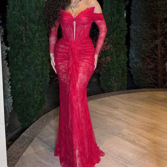 Produktbild von Elegantes Bandage-Maxikleid mit Diamanten – Bodenlang & Quadratkragen in S, erhältlich bei Hot Fashionista