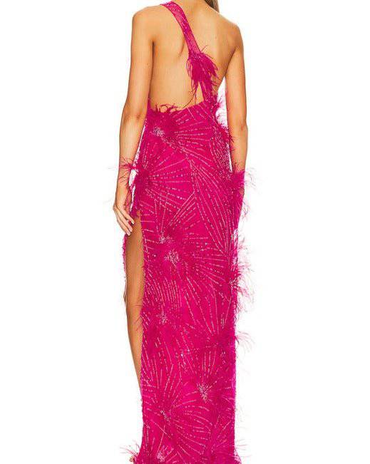 Elegantes Bandage-Maxikleid mit Diamanten – Bodenlang & Quadratkragen