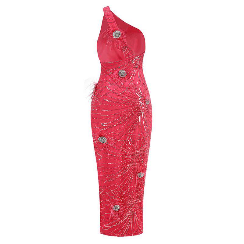 Elegantes Bandage-Maxikleid mit Diamanten – Bodenlang & Quadratkragen