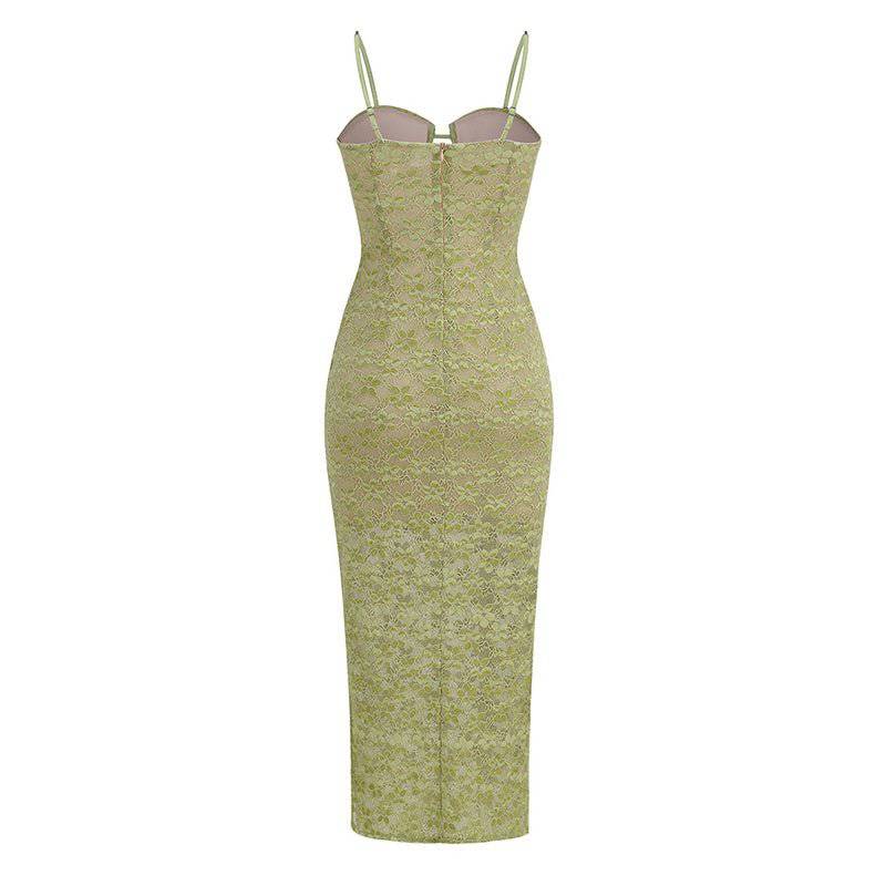 Elegantes Bandage-Maxikleid mit Diamanten – Bodenlang & Quadratkragen
