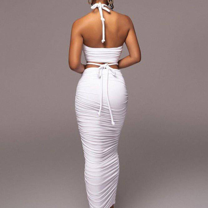Elegantes Bandage-Maxikleid mit Diamanten – Bodenlang & Quadratkragen