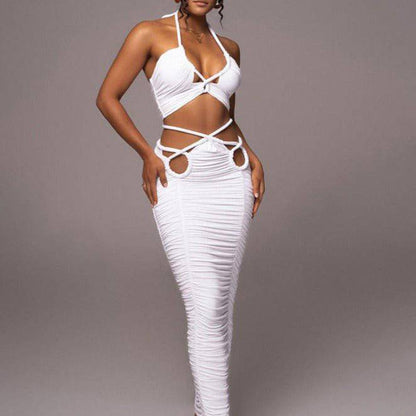 Elegantes Bandage-Maxikleid mit Diamanten – Bodenlang & Quadratkragen