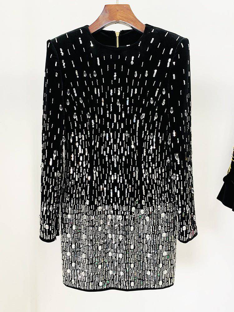 Elegantes Bandage-Maxikleid mit Diamanten – Bodenlang & Quadratkragen