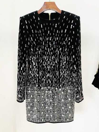 Elegantes Bandage-Maxikleid mit Diamanten – Bodenlang & Quadratkragen