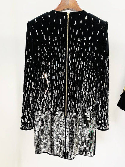 Elegantes Bandage-Maxikleid mit Diamanten – Bodenlang & Quadratkragen