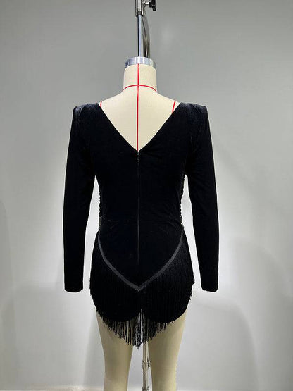 Elegantes Bandage-Maxikleid mit Diamanten – Bodenlang & Quadratkragen
