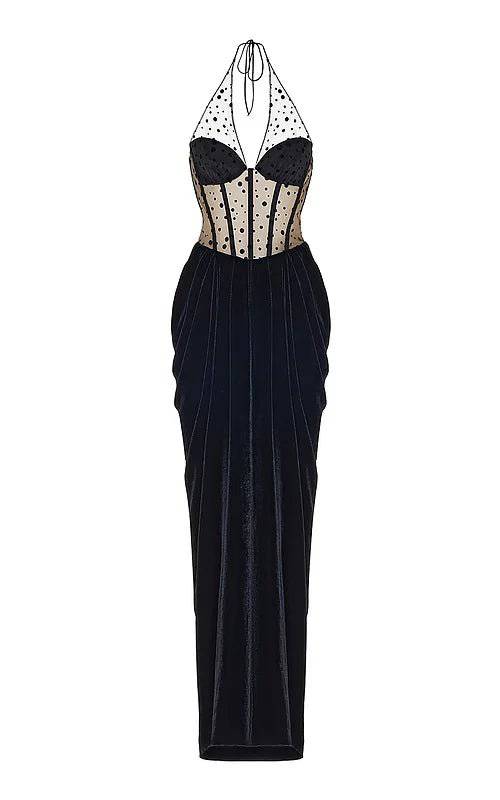 Produktbild von Elegantes Bandage-Maxikleid mit Diamanten – Bodenlang & Quadratkragen in s, erhältlich bei Hot Fashionista