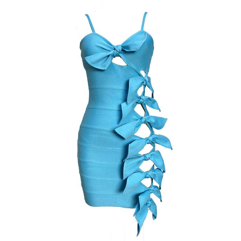 Elegantes Bandage-Maxikleid mit Diamanten – Bodenlang & Quadratkragen