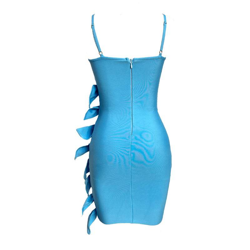 Elegantes Bandage-Maxikleid mit Diamanten – Bodenlang & Quadratkragen