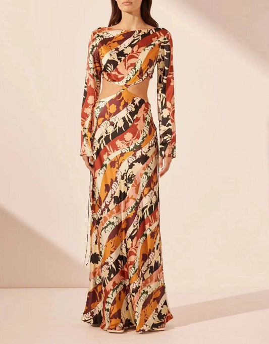 Produktbild von Elegantes Bandage-Maxikleid mit Diamanten – Bodenlang & Quadratkragen in s, erhältlich bei Hot Fashionista